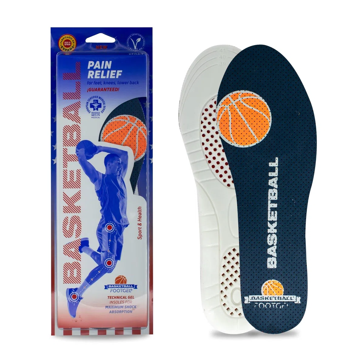 Plantillas Deportivas Baloncesto | Plantillas Gel Deportivas Hombre/Mujer Transpirables, Cómodas | Estabilizadoras, Previenen Lesiones, Dolores en Pies, Rodillas y Lumbares | Tallas 43 a 47