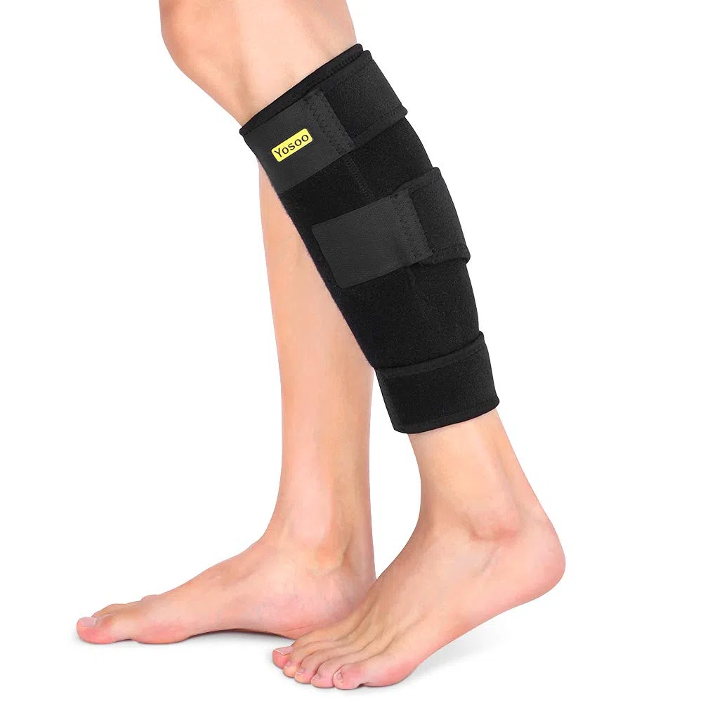 Yosoo Health Gear Pantorrilla de compresión de neopreno, Soporte de pantorrilla ajustable, Manga de pantorrilla para correr, Alivio del dolor de hinchazón, Estiramiento, Varices