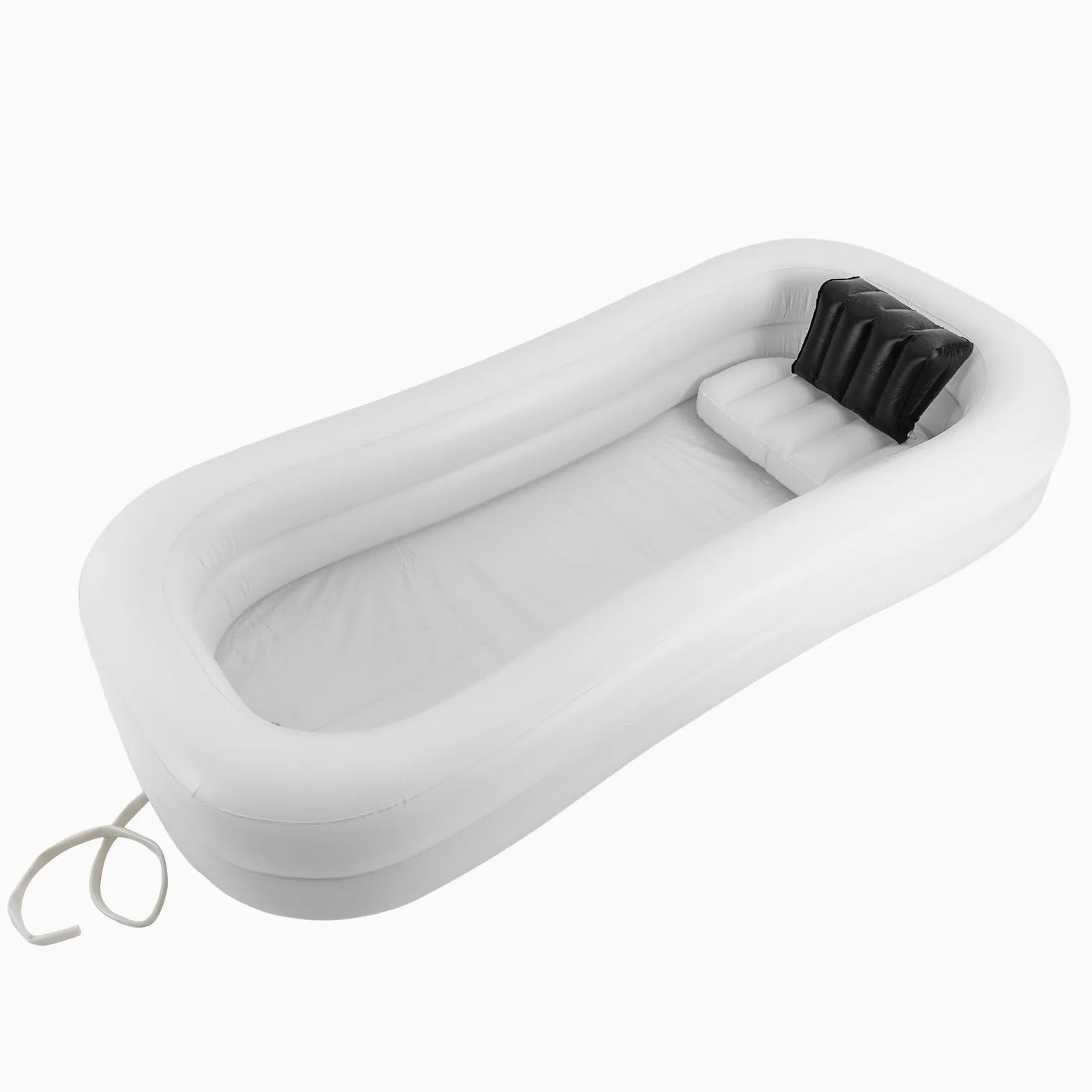 Juego de bañera de ducha inflable médica, sistema de ducha portátil junto a la cama con bomba, ayuda de baño simple en la cama para discapacitados/personas mayores (220 x 100 cm)
