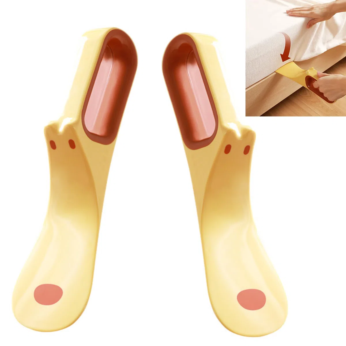 Elevador De Colchonescol Choneselevador Protector Organizador Herramientas Ayuda para Sábanas - 2 Unidades, Amarillo, Cambiar la Ropa Cama Herramienta Cuña Elevar Colchon