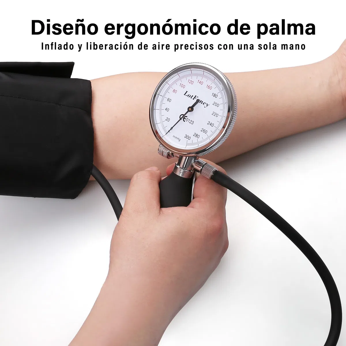LotFancy 5 en 1 Esfigmomanómetro Aneroide Profesional con Doble Estetoscopio y 5 Puños de Tamaño, Tensiometro Monitor Manual de Presión Arterial Manual para Adultos, Niños con Estuche PortátiI