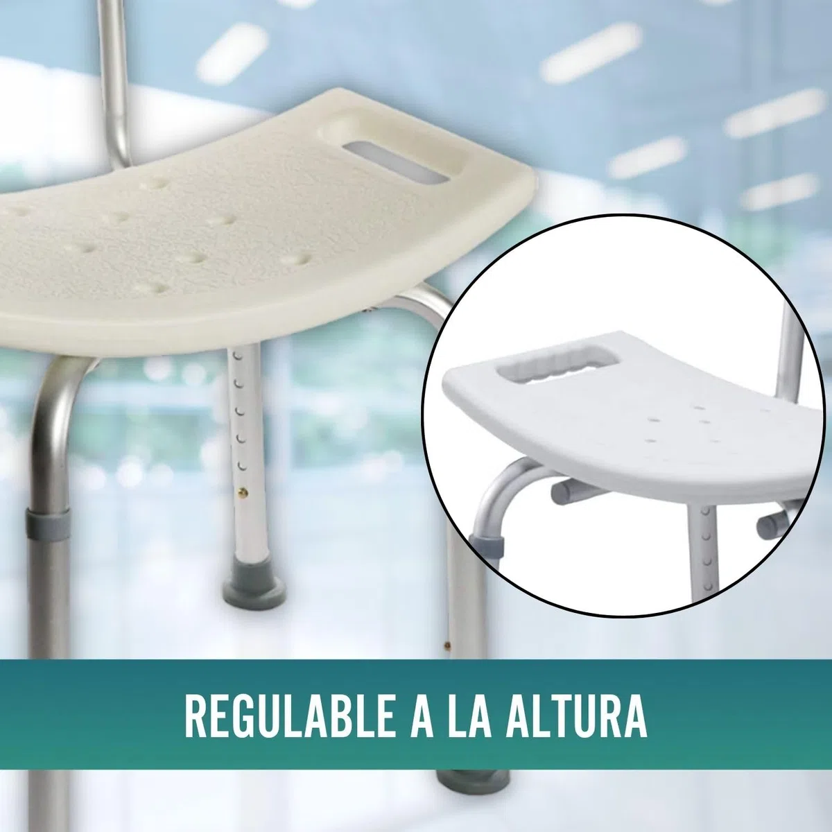 OrtoPrime Silla para Ducha Ortopédica - Taburete Baño con Respaldo - Asiento para Ducha Regulable en Altura - Silla para Ducha para Personas Mayores - Antideslizante Ducha