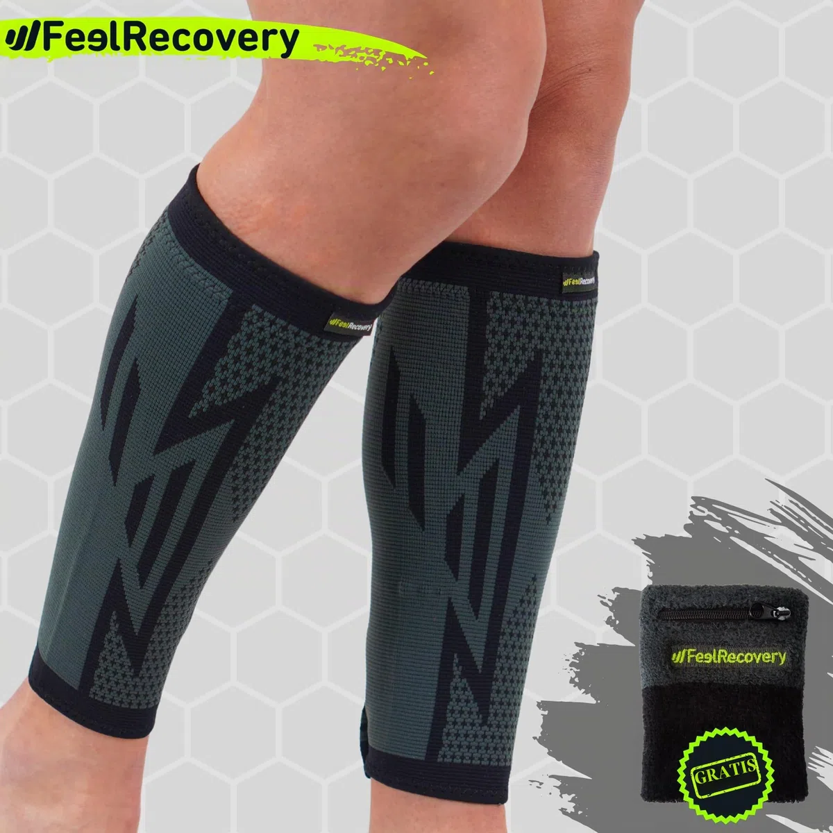 Feel Recovery 2 Pantorrilleras de Compresión Hombre/Mujer - Gemeleras Compresivas para Running - Perneras Deportivas Elásticas para Dolores Musculares - Transpirable y Antideslizante