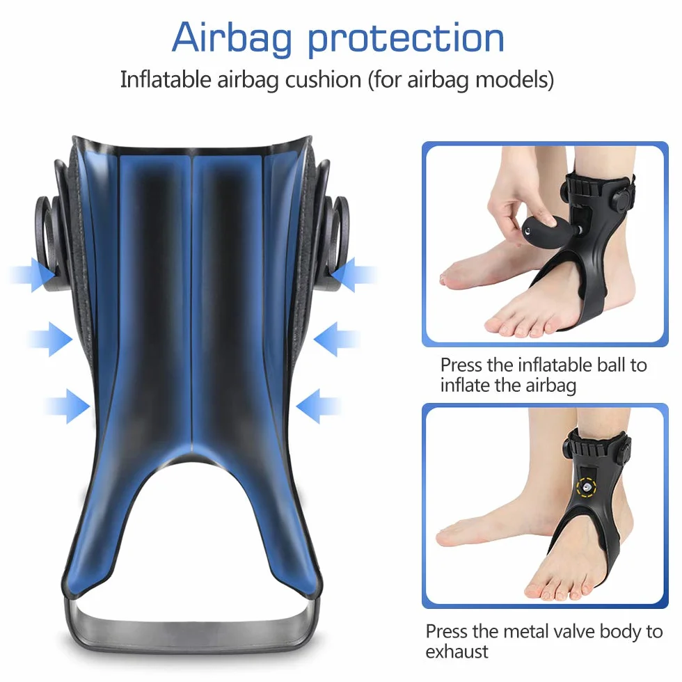 Drop Foot Brace Ortho AFO AFOs Soporte para el tobillo con cómodo airbag hinchable para zapatillas de andar Hemiplegie Stroke (Pie derecho, Medium)