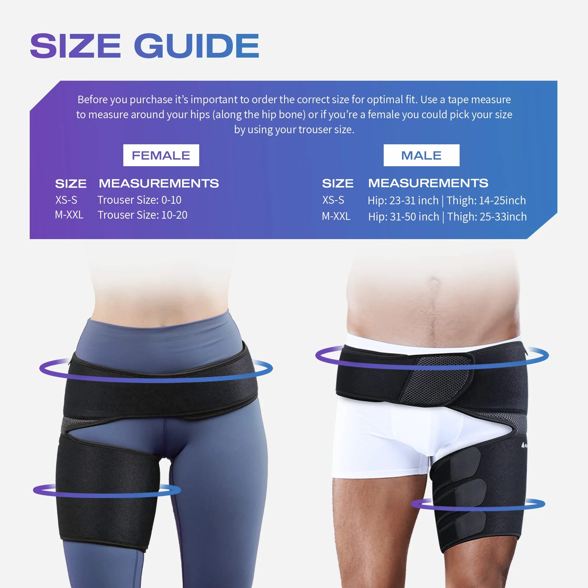 Always Ready Groin, Faja Para La Cadera, el Muslo y Los Músculos Isquiotibiales Con Terapia de Frío y Calor, Ideal Para Aliviar la Tensión y el Dolor Ciático, Compresión Ajustable, Unisex (M-XXL)