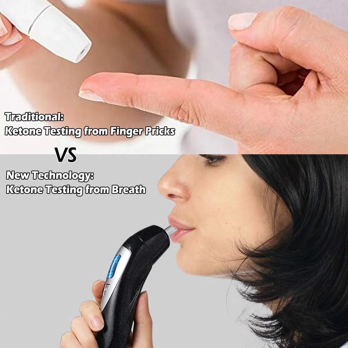 Medidor de cetonas portátil y profesional digital de cetonas para detectar el estado de cetosis con 10 boquillas para probar cetosis (negro)