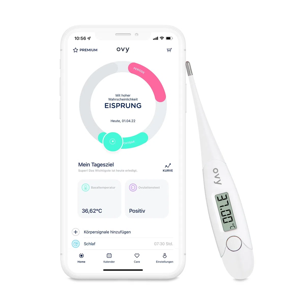 Ovy® termómetro basal para el control del ciclo I Medición de la ovulación para calcular los días fértiles (PFN) I Control conceptivo sin hormonas I +App (depósito datos en Alemania)