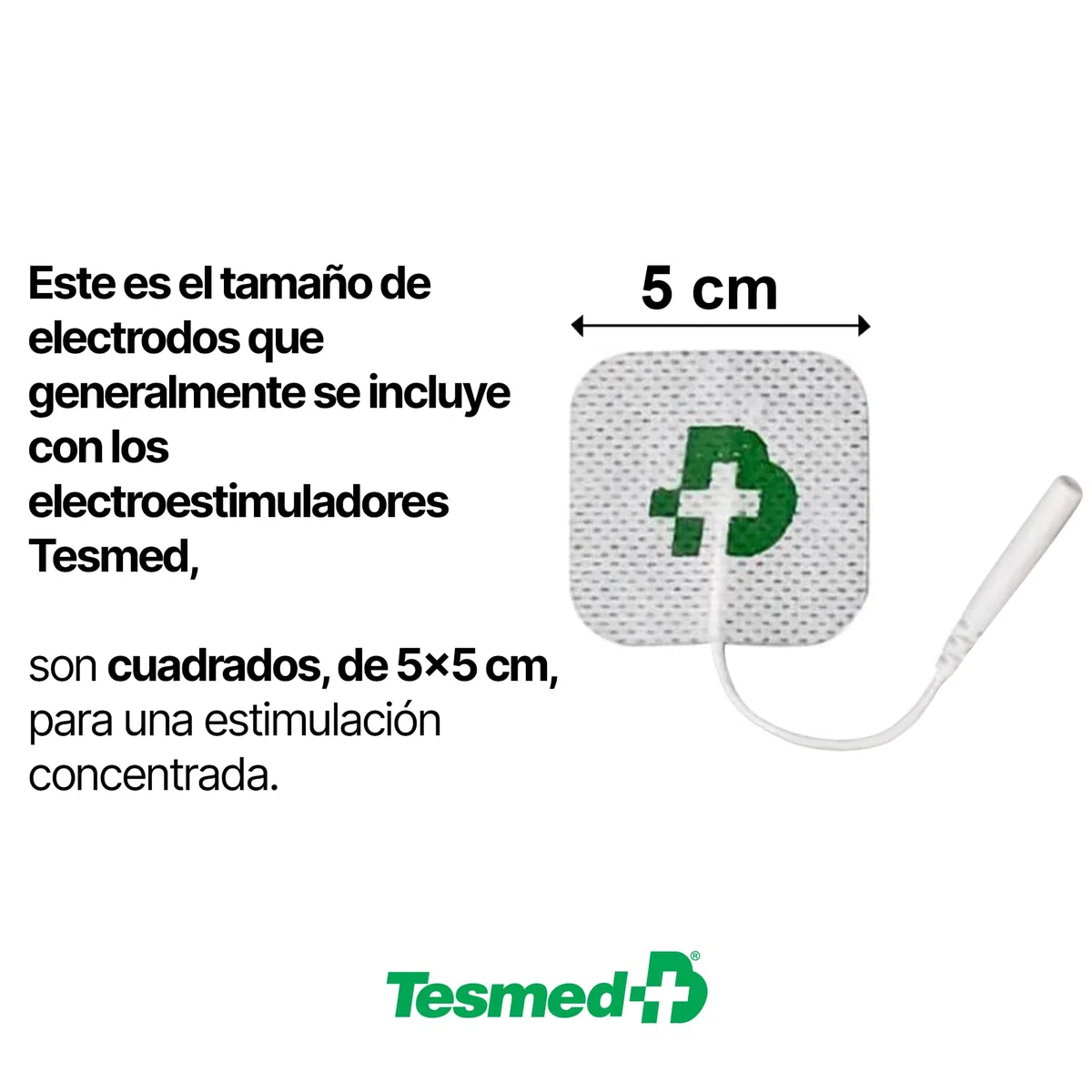 TESMED 16 Electrodos (50x50 mm), Compatible con Todas Las Marcas de electroestimuladores con Cables de conexión de 2 mm, No Necesitan Gel