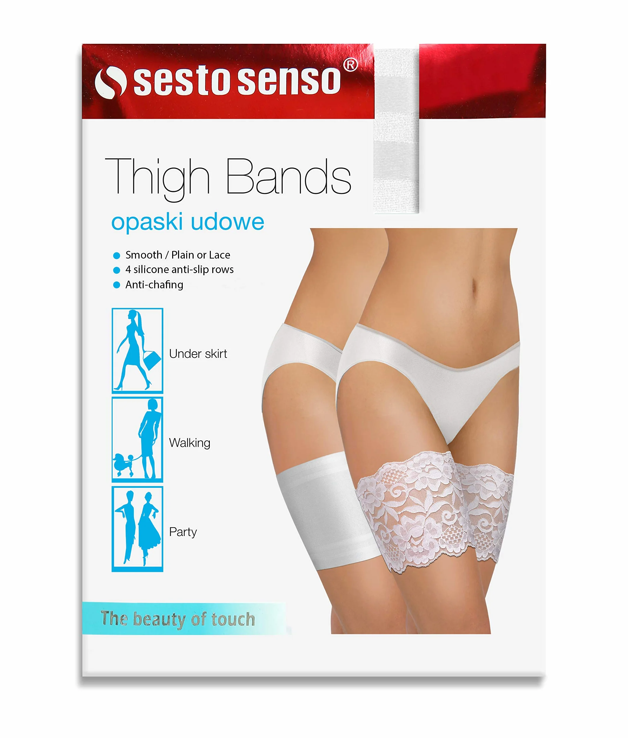 sesto senso 2 pares de bandas elásticas para el muslo, antifricción con 4 tiras de silicona