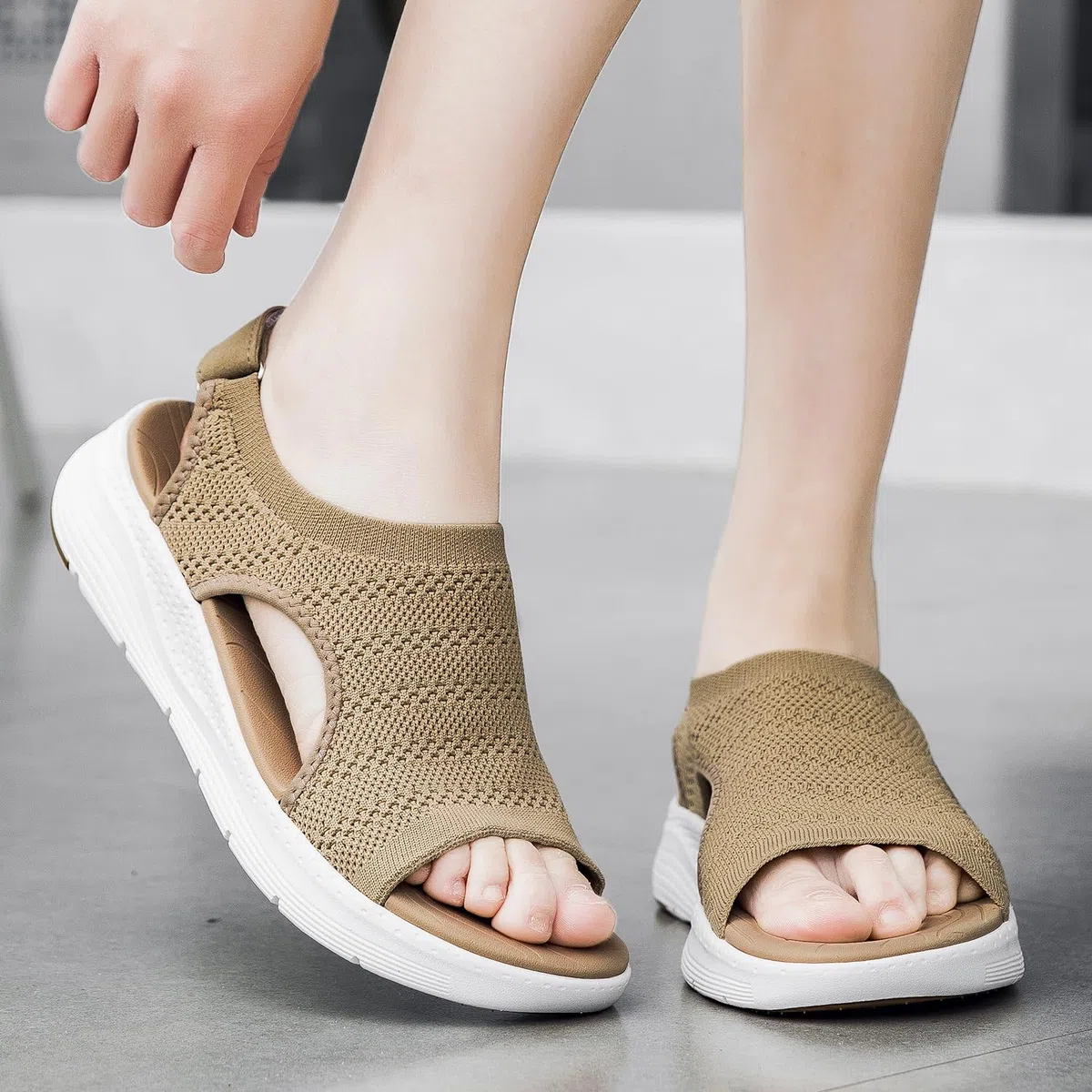 DimaiGlobal Sandalias Mujer Ortopédicas Deportivas Verano Fascitis Plantar Soporte Arco y Correa Ajustable Cuña Punta Abierta Elástica Lavables en Lavadora Caminar Casual Exterior