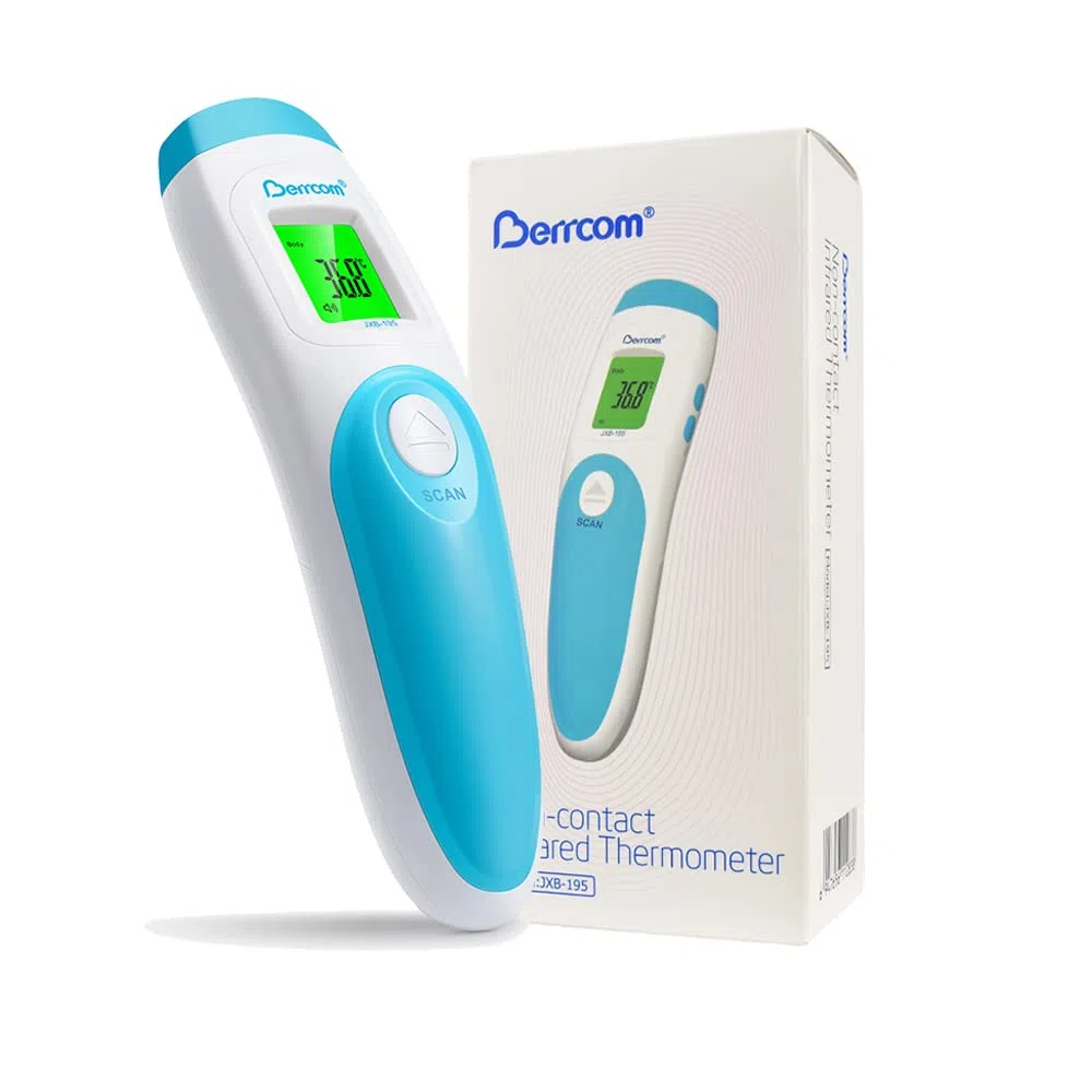 Berrcom Termómetro Digital Termómetro Frente Infrarrojo sin Contacto Termómetro Bebés, Médico Termometros pantalla Retroiluminada de Temperatura de Lectura Instantánea