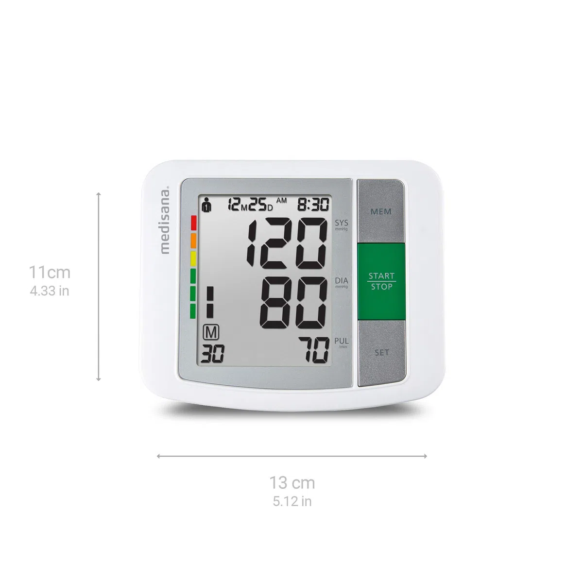 Medisana BU 510 Tensiómetro de brazo, medición precisa de la presión arterial y el pulso con función de memoria, escala de semáforo, indicación de latidos irregulares, Color Gris, Blanco