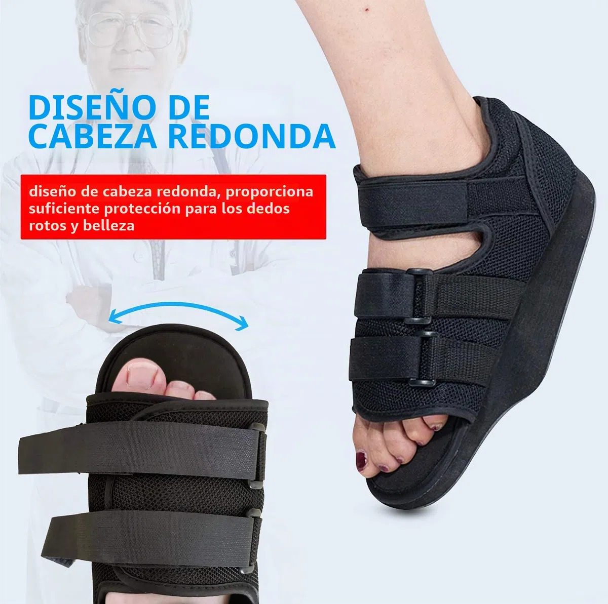 Zapatos postoperatorios para dedo del pie roto Orthowedge Ortopédico médico Pie Brace Antepié Zapato de descarga para cirugía (XL)