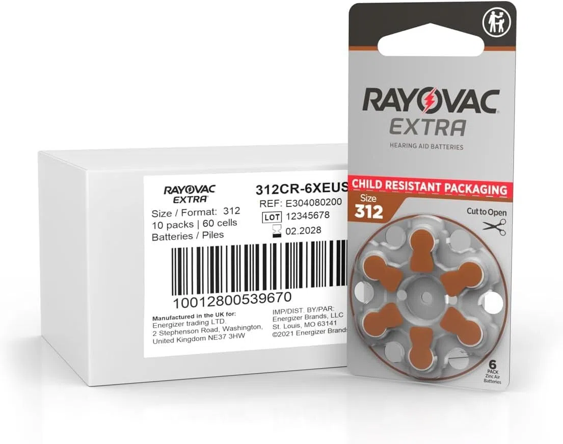 60 x Rayovac Extra 312 Hörgerätebatterien Sparpack