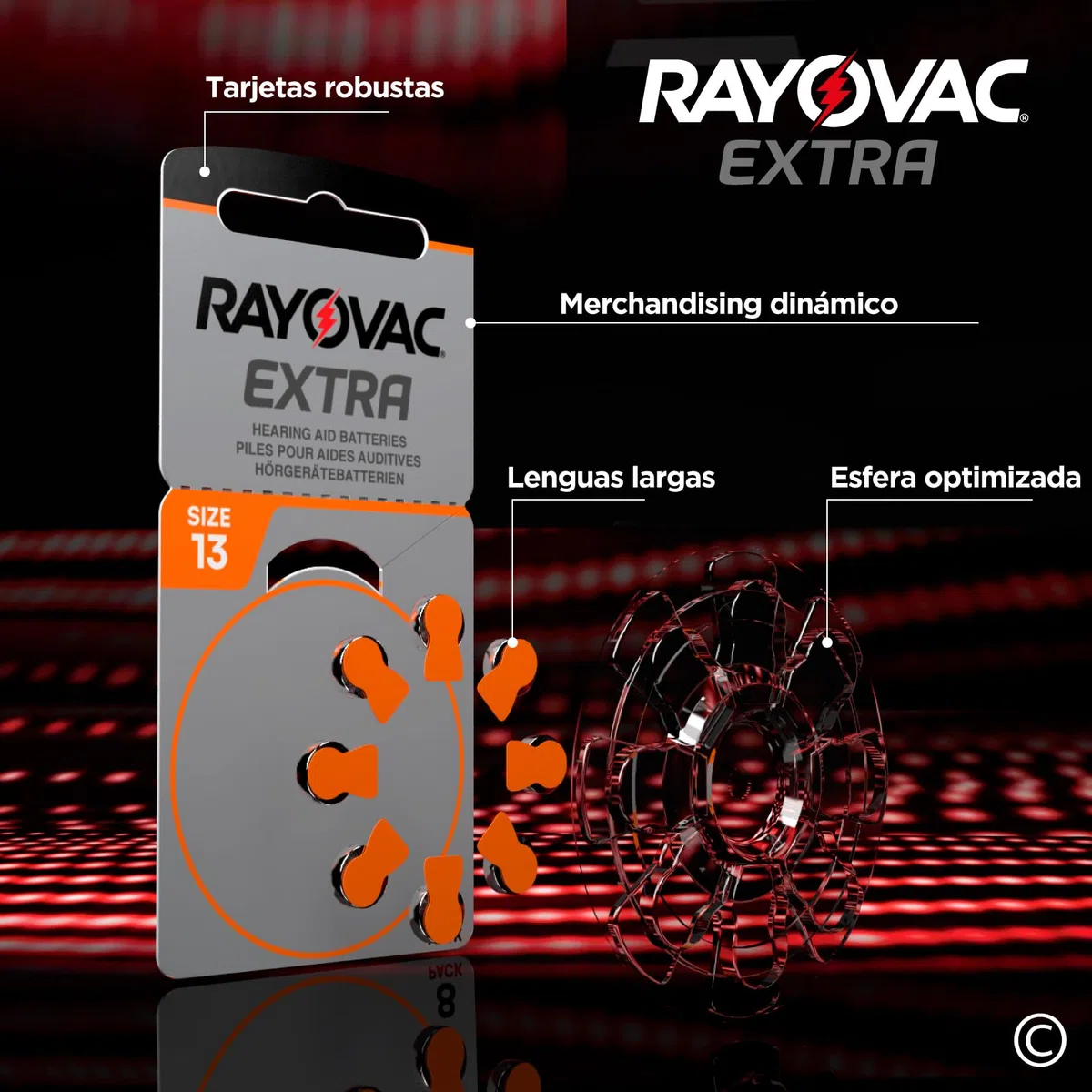 80 Pila para Audífonos Rayovac Extra 13. 10 Pack de 8 Unidades Baterías de Audífono
