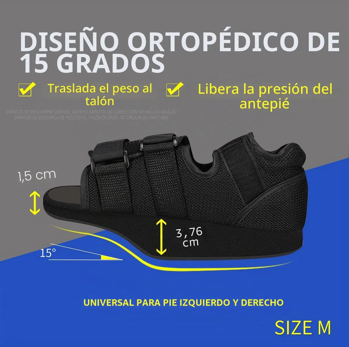 Zapatos postoperatorios para dedo del pie roto Orthowedge Ortopédico médico Pie Brace Antepié Zapato de descarga para cirugía (XL)