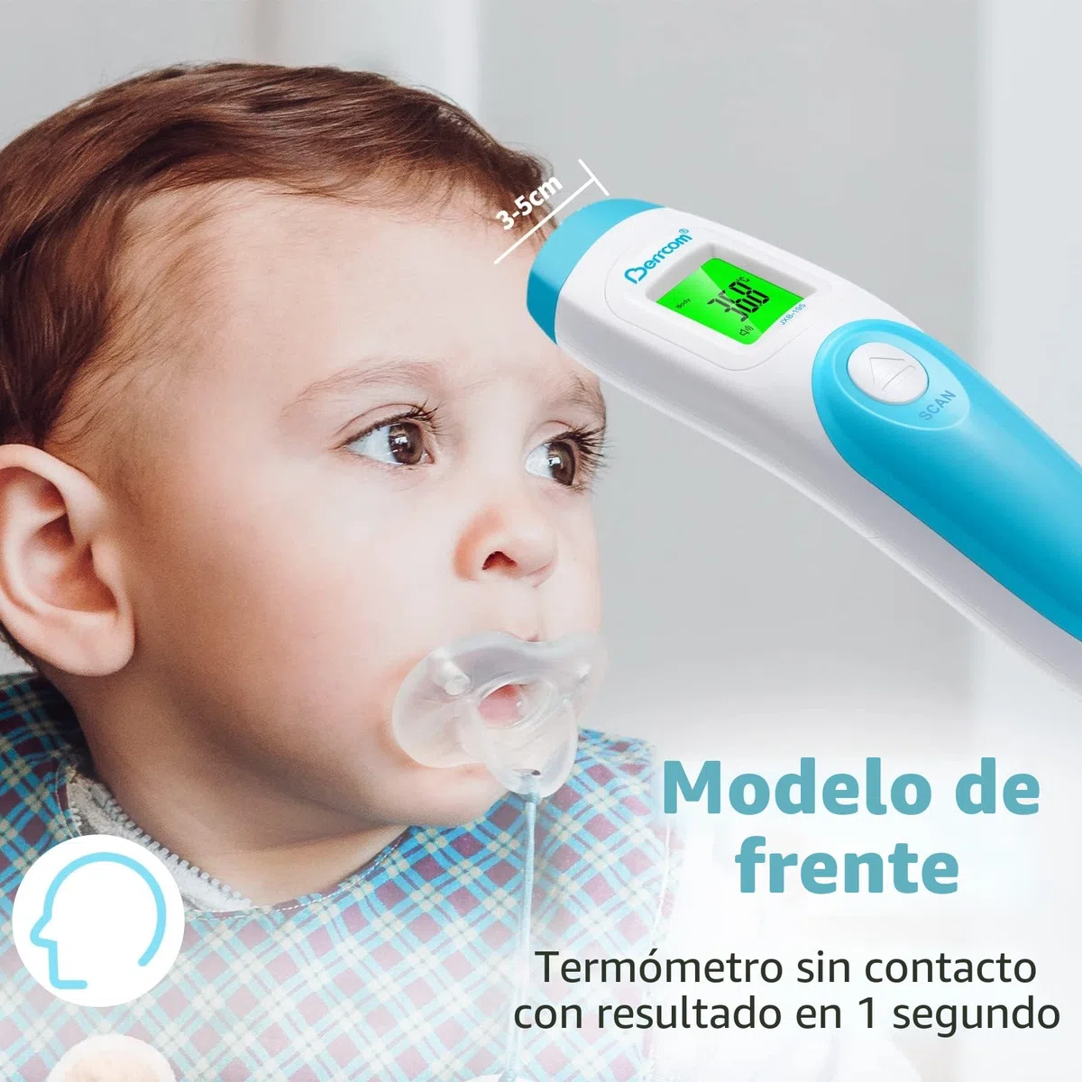 Berrcom Termómetro Digital Termómetro Frente Infrarrojo sin Contacto Termómetro Bebés, Médico Termometros pantalla Retroiluminada de Temperatura de Lectura Instantánea