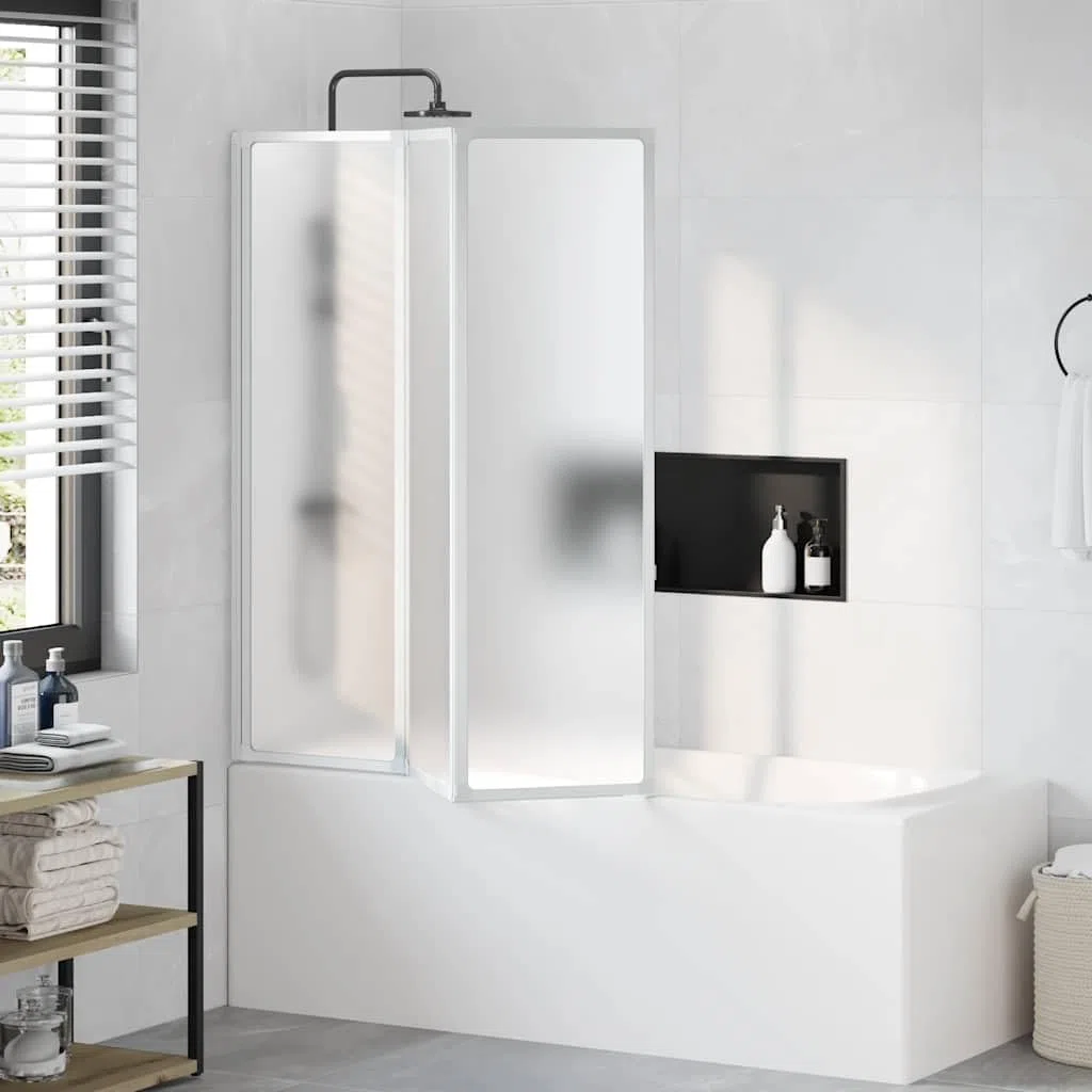 Pantalla de Ducha Bañera Pared de Ducha Pantalla de Vapor 141 x 132 cm 3 Paneles Plegables