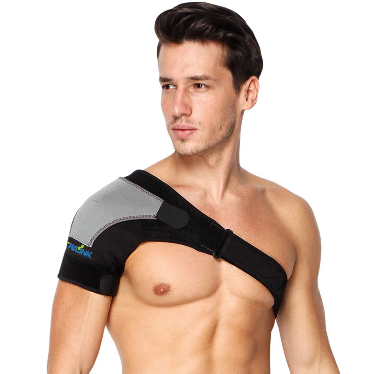 Hombrera para Mujeres y Hombres – Ajustable, Cómodo y Ligero, Vendaje de Hombro Ideal para Dolor, Esguince y Mayor Estabilidad, Talla Única (Derecho)
