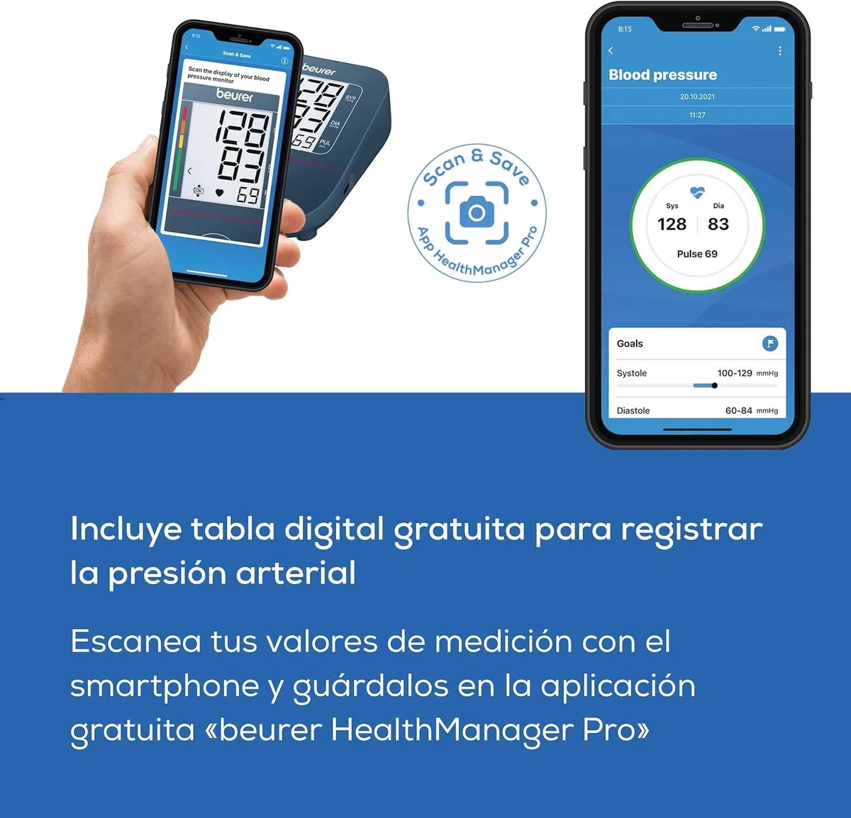 Beurer BM 25 Tensiómetro de brazo, operación sencilla con un botón, medición precisa, detección de arritmias, con puerto USB-C, brazalete para 22-42 cm, transferencia de datos a Apple Health y más