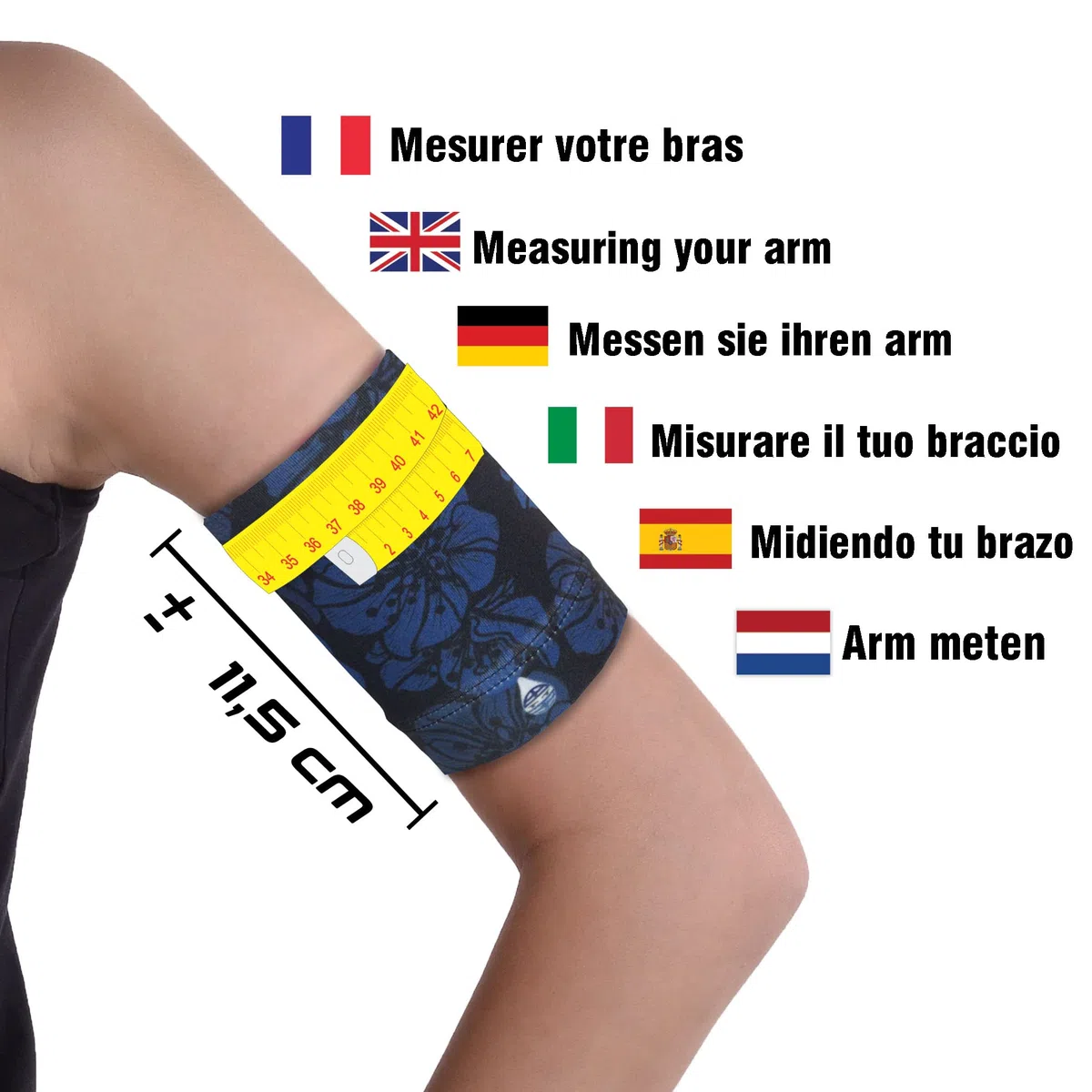 Dia-Band, brazalete de sujeción y protección para sensor de glucosa en sangre Freestyle Libre, Medtronic, Dexcom o Omnipod - Banda para diabética cómoda y reutilizable (M (27-30 cm))