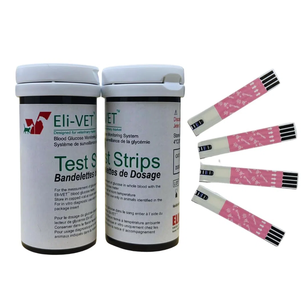 Elimedical BGMS02 Tiras de prueba de azúcar en sangre para perros y gatos diabéticos, 50 unidades por botella