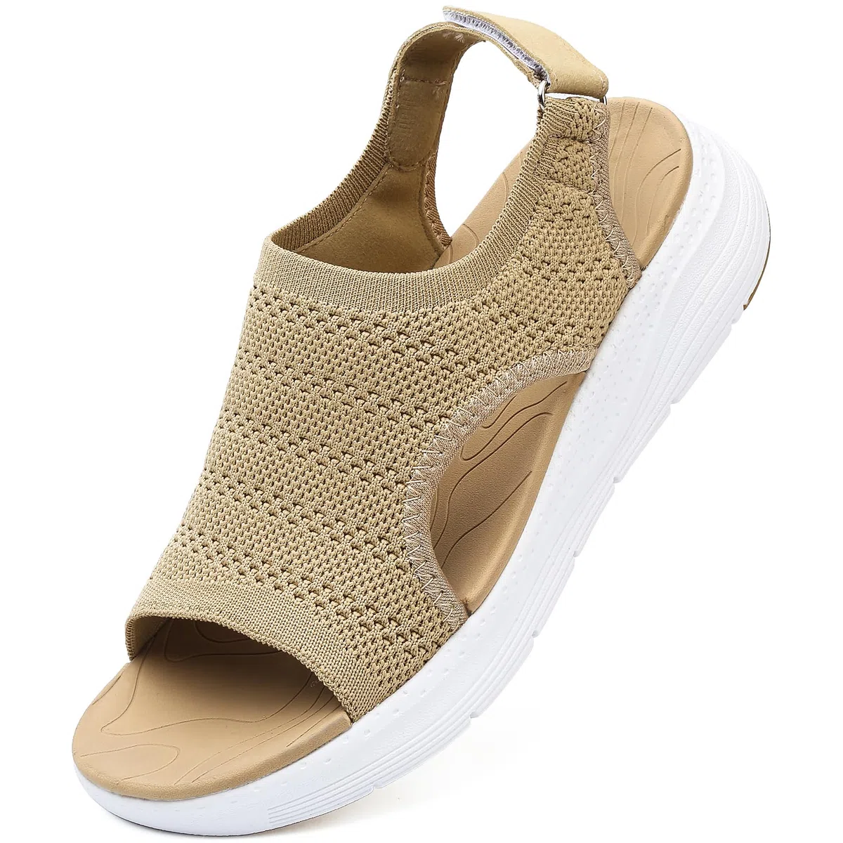 DimaiGlobal Sandalias Mujer Ortopédicas Deportivas Verano Fascitis Plantar Soporte Arco y Correa Ajustable Cuña Punta Abierta Elástica Lavables en Lavadora Caminar Casual Exterior