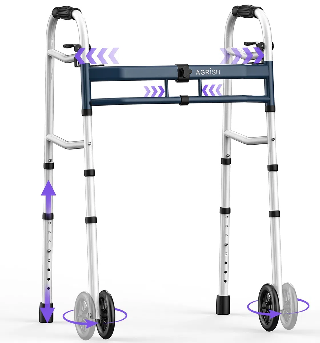 Agrish Andador Estrecho para Espacios Reducidos, Anchura 5 Niveles Altura 10 Niveles Regulable, Tacataca Plegable para Puertas Angostas, Caminadores Ligeros para Ancianos Mayores