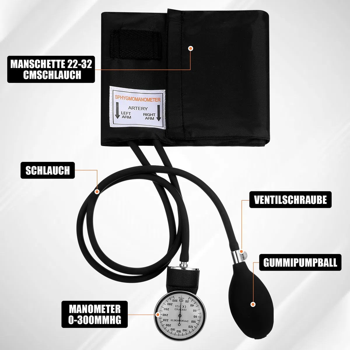 Healifty Manguito de presión arterial manual y estetoscopio – Esfigmomanómetro para el hogar (negro)
