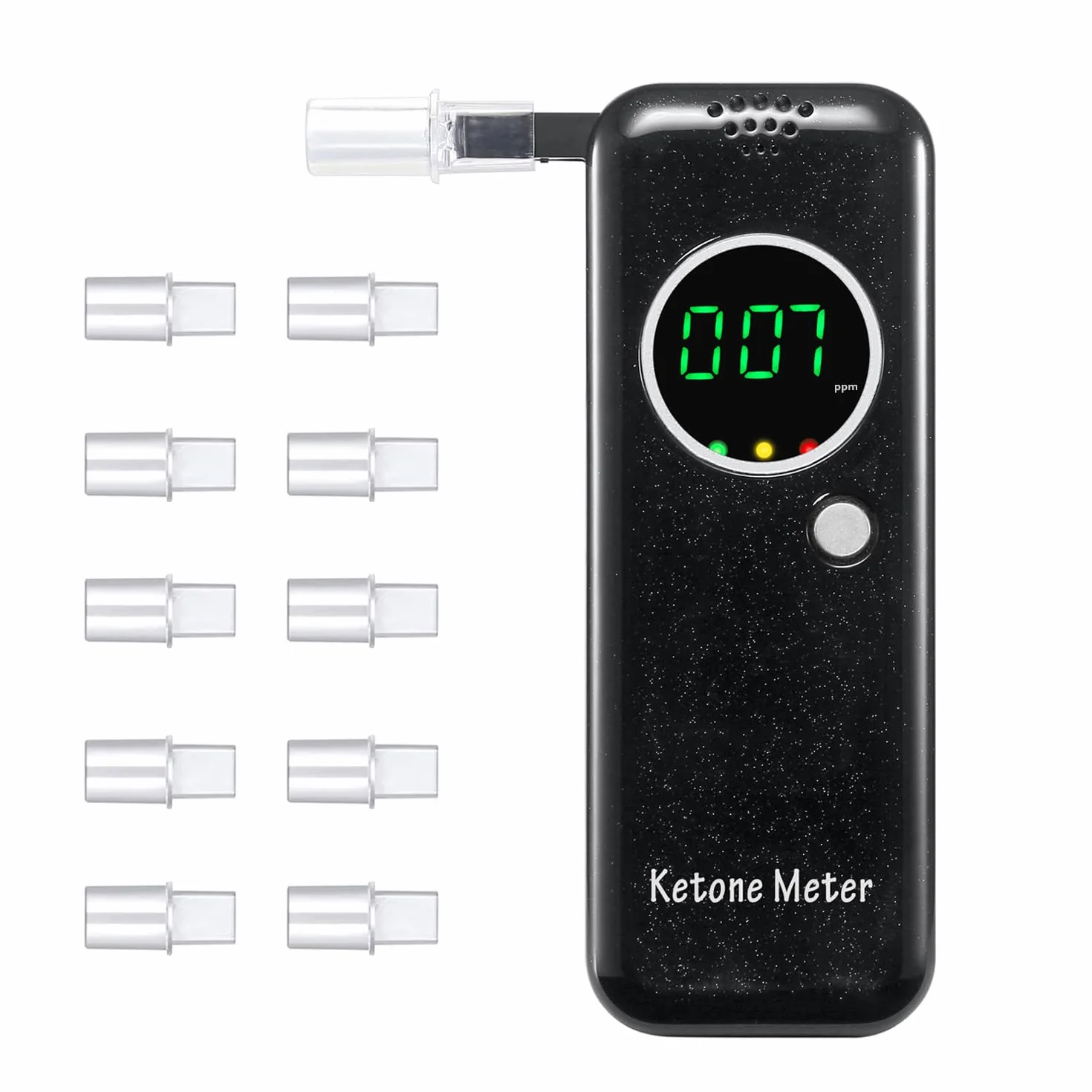 Probador de Aliento de Cetona Portátil, Medidor de Aliento de Cetona Digital, Probador de Aliento de Cetosis para Determinar el Estado de Cetona, con 10 Boquillas Intercambiables