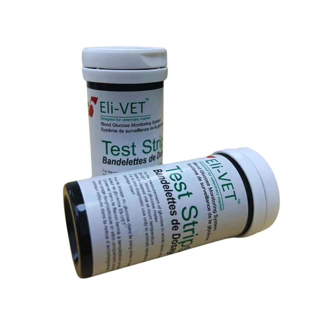 Elimedical BGMS02 Tiras de prueba de azúcar en sangre para perros y gatos diabéticos, 50 unidades por botella