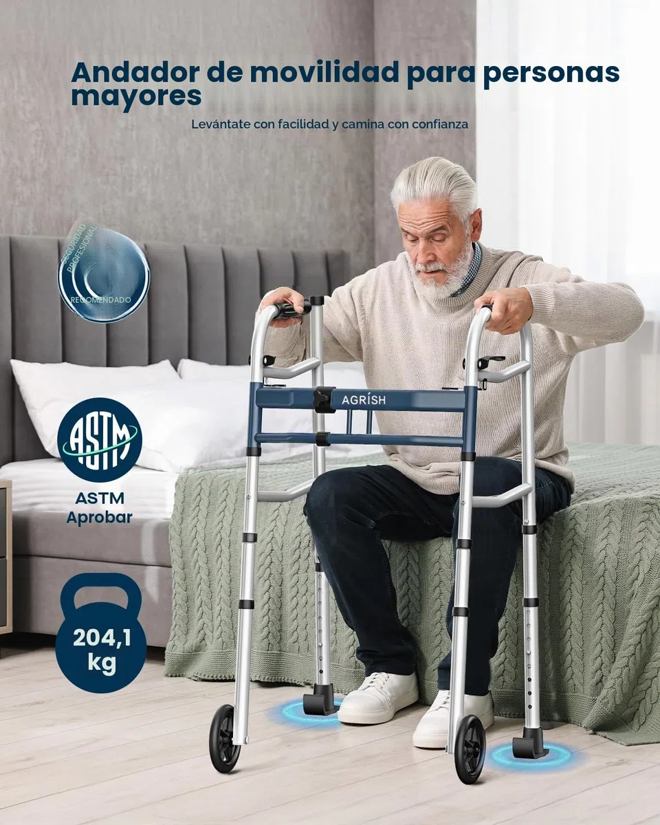 Andador Vertical Estrecho para Espacios Reducidos, Anchura 5 Niveles Altura 10 Niveles Regulable, Tacataca Plegable para Puertas Angostas, Caminadores Ligeros para Ancianos Mayores