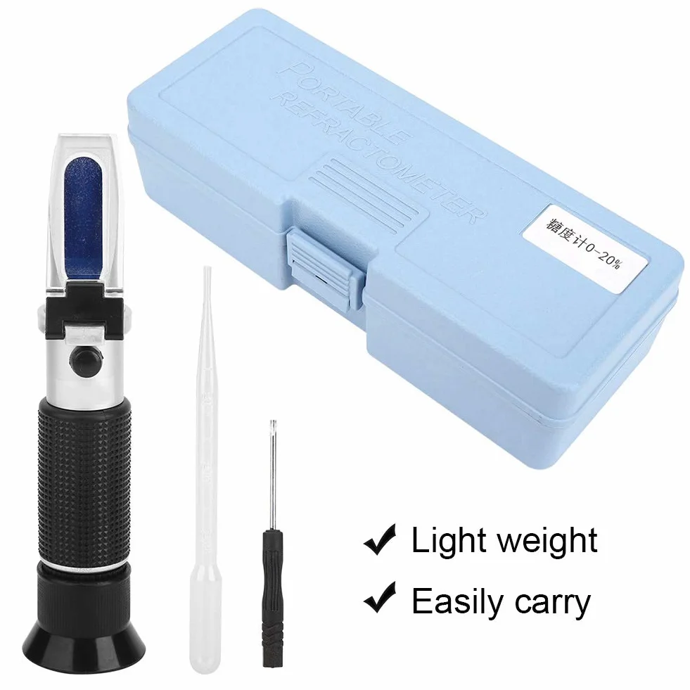 Omabeta Refractómetro Veterinario para Refractómetro de Calostro Brix 21 * 9 * 5 Refractómetro Medidor de Prueba de Azúcar 0 20% con índice Preciso para Compensación Automática de Temperatura