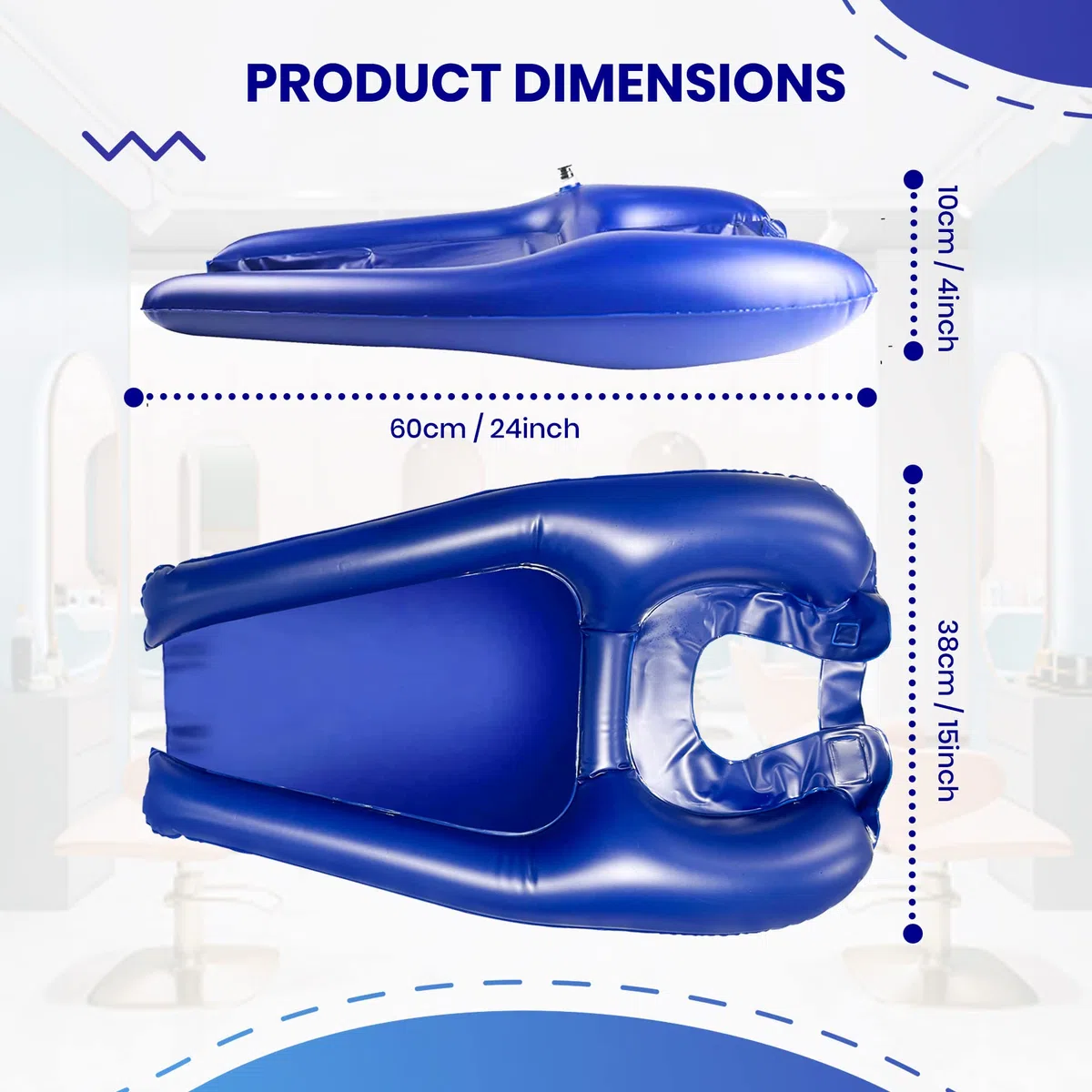 Lavacabezas Portatil para Casa - Silla o Cama - Profesional - Peluquería - Lavabo Portatil Hinchable para Ancianos, Embarazadas, Niños, Heridos y Discapacitados - Ducha de Emergencia, Azul