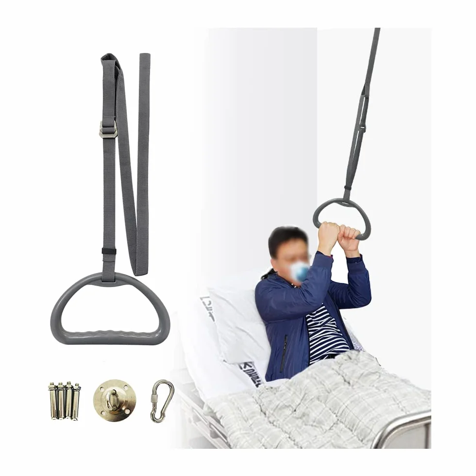 Trapecio de Cama para Ancianos Cama Auxiliar de tracción Cama de Hospital Trapecio para Cama Transferencia de Movilidad Barra montada en el Techo Soporte de Trapecio Escalera Cama