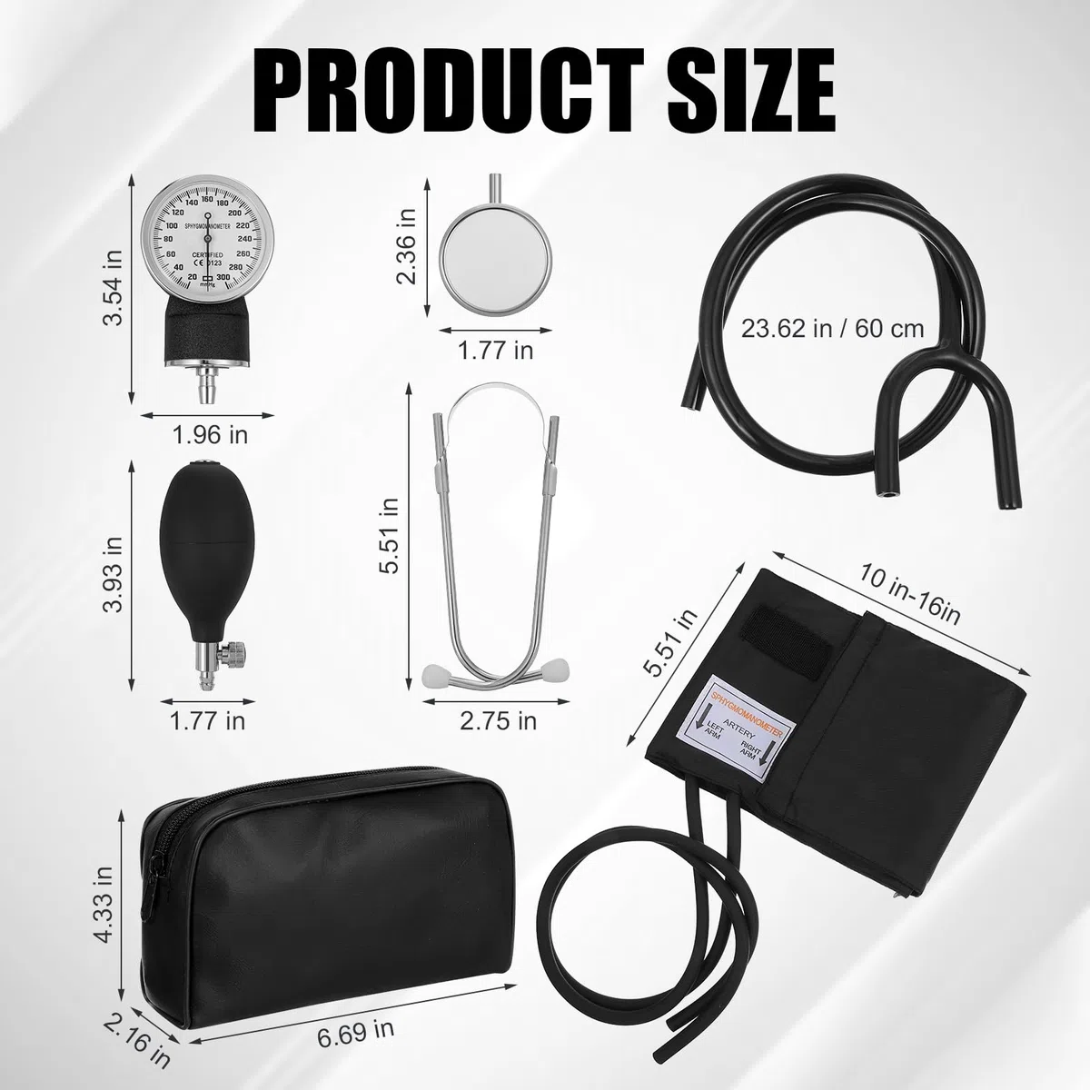 Healifty Manguito de presión arterial manual y estetoscopio – Esfigmomanómetro para el hogar (negro)