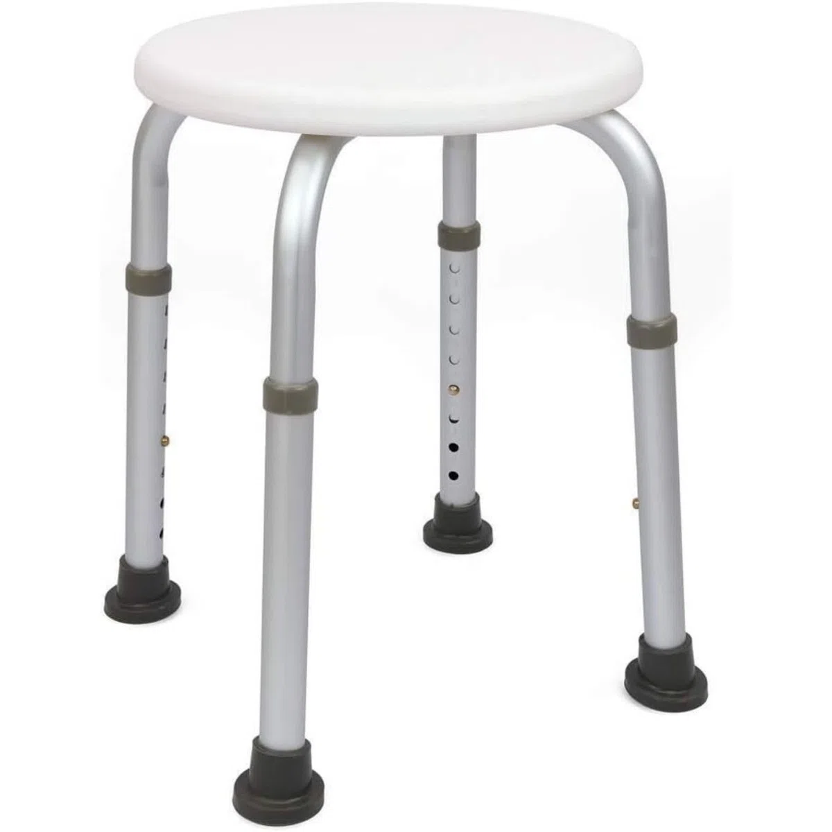 OrtoPrime Taburete de Ducha Redondo - Taburete Baño Antideslizante para discapacitados o Ancianos - Silla Ortopédica para Ducha - Asiento Ducha Adulto - Silla para baño Adulto - Altura Regulable