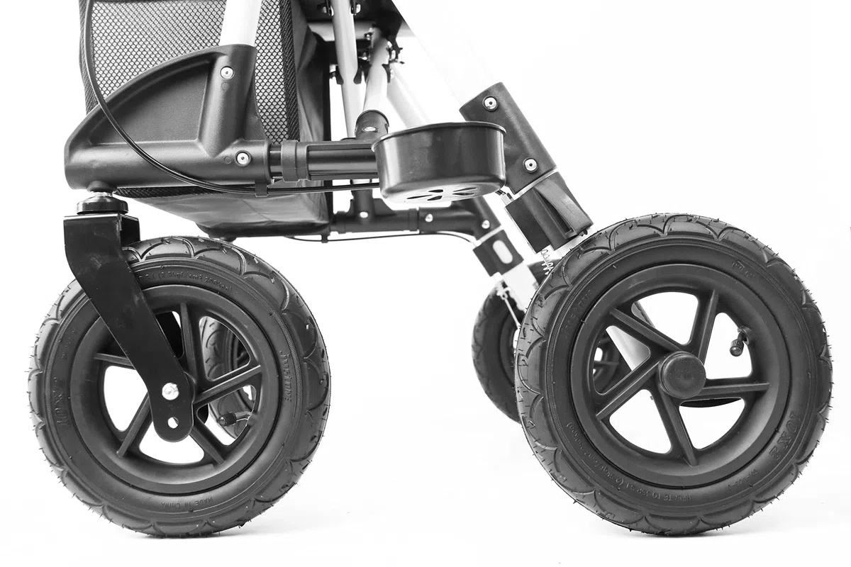 KMINA Andador para Adultos Todoterreno con Asiento y Ruedas Neumáticas para Exteriores de Aluminio