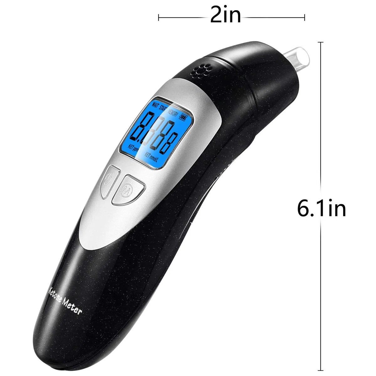 Medidor de cetonas portátil y profesional digital de cetonas para detectar el estado de cetosis con 10 boquillas para probar cetosis (negro)