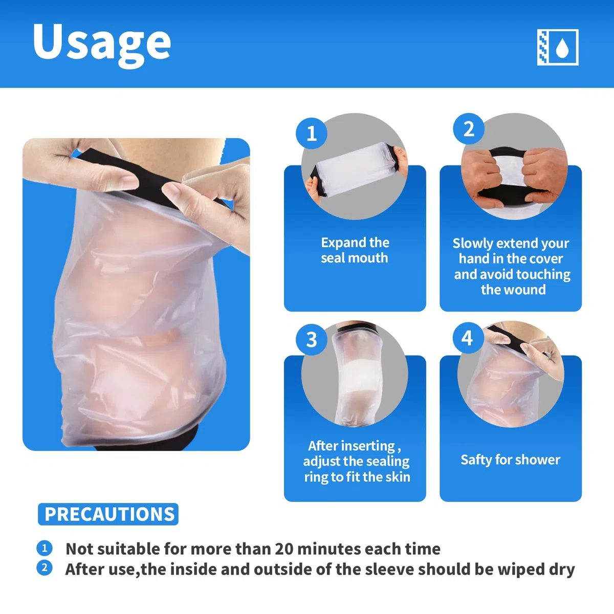 Protector PICC Brazo, Protector Escayola Brazo Niño, Adulto, Escayola, Para De Manga del Codo del Brazo y piernas, Adecuado para brazos con mayor circunferencia del brazo,y piernas,Talla L