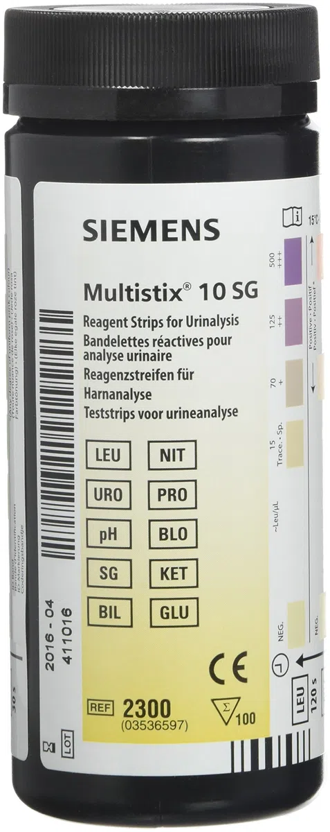multistix ANÁLISIS DE ORINA TIRAS, pack de 10 , 100 piezas