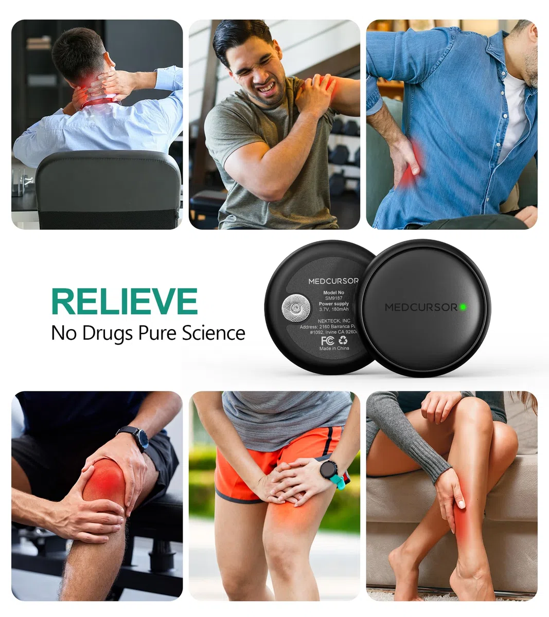 Medcursor Estimulador muscular TENS — Dispositivo EMS inalámbrico 3 en 1 de doble canal, con control por aplicación y memoria de sesiones, 25 niveles de intensidad (Negro)