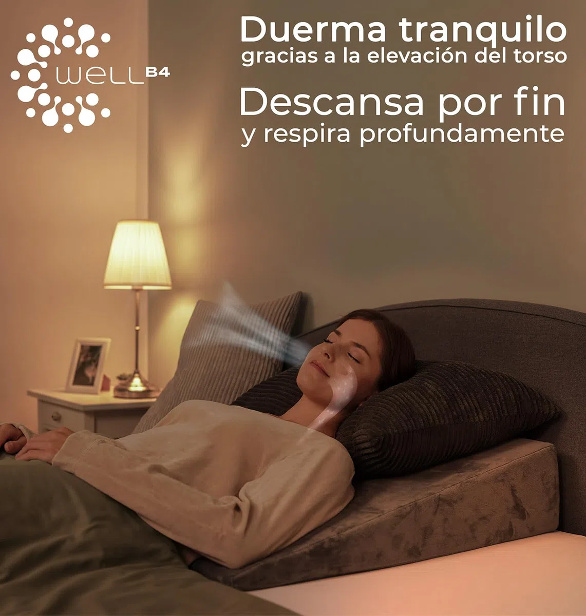 Well B4 Cojín cuña ergonómico para Cama y sofá, Almohada cuña [con 2 Zonas de reclinación], cojin Espalda, cómoda Almohada antirreflujo y cojín de Lectura para elevación del sueño o como Respaldo