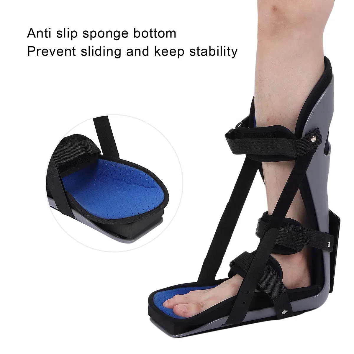 Estabilizador De Soporte Para Tobillo, Férula Con Forro De Espuma Suave, Soporte Ajustable Para Fascitis Plantar Con Correas De Doble Tensión(M)