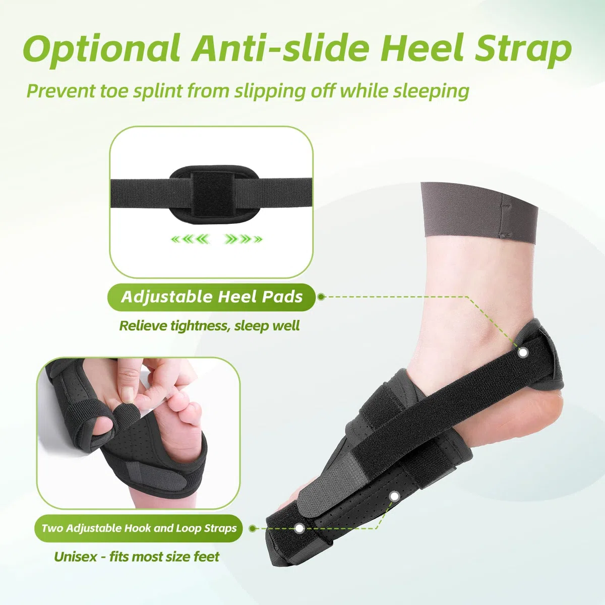 Fanwer Férula Dedo Pie para Fractura o Recuperación del Dedo Gordo - Con 2 Placas Metálicas Ajustables para Mujer y Hombre (Derecho)