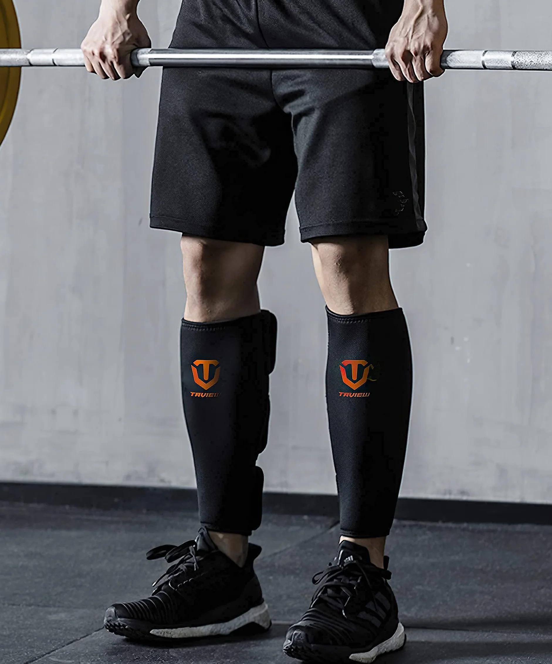 Espinilleras de levantamiento de pesas, soporte de pantorrilla, neopreno de 5 mm de grosor para espinilleras EasyWear Deadlift, pantalones y mallas de entrenamiento
