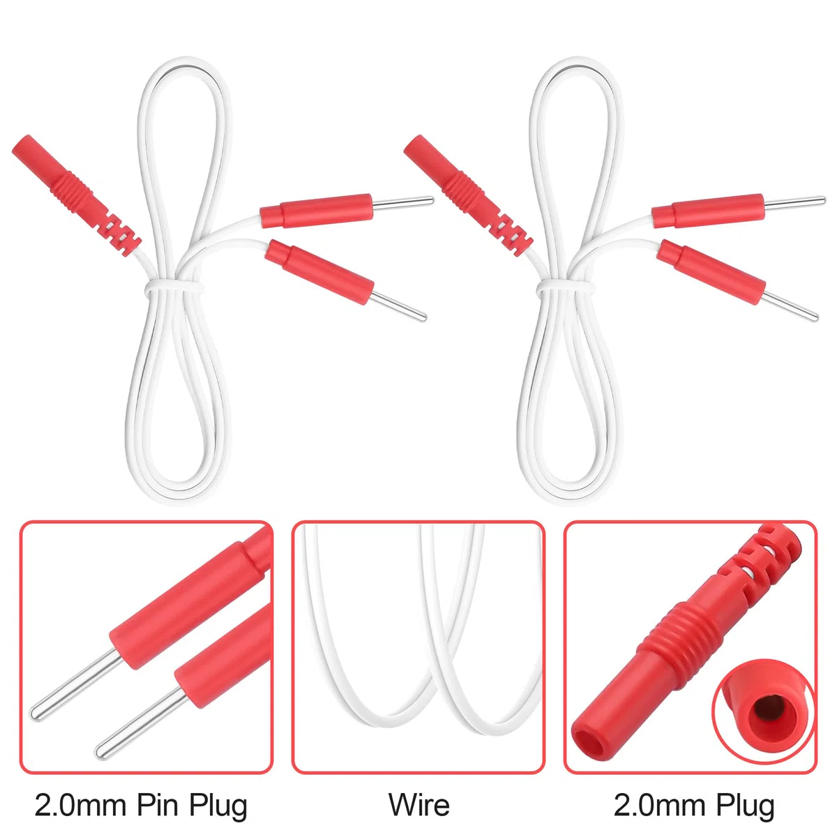 TENFOKOTA TENS Electrodo 3,5 mm 2 conectores hembra a electrodo 2 mm, electrodos de repuesto para dispositivos TENS para un uso conveniente, 2 piezas (Aguja de electrodo)