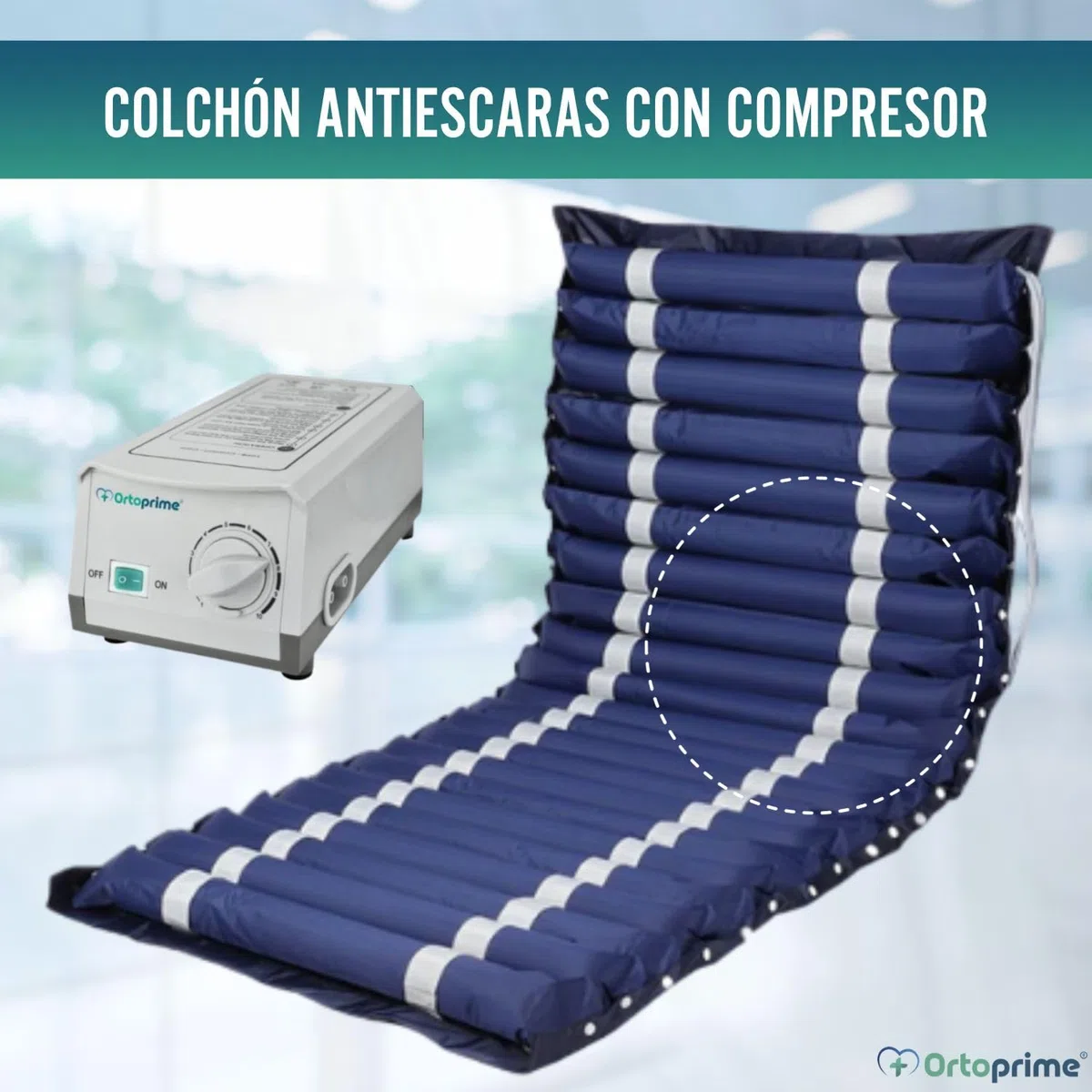 OrtoPrime Colchón Antiescaras con Compresor Silence Confort Incluido - Colchón Anti úlceras - Colchón Aire Antiescaras para Cama - Colchones Antiescaras Escaras 200x86x9,5cm Material ANTIESCARAS