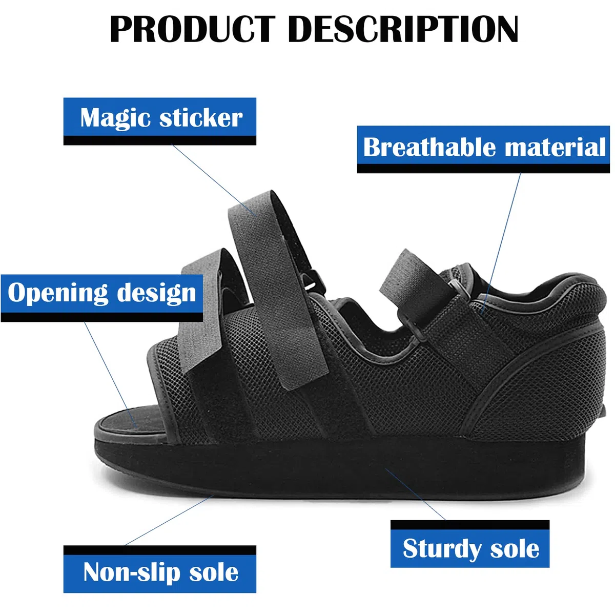 Zapato de recuperación de Post Op para caminar médico ajustable en el antepié y descargue el zapato curativo para postcirugía o soporte de operación pie roto juanetes de cirugía de dedo gordo roto (L)