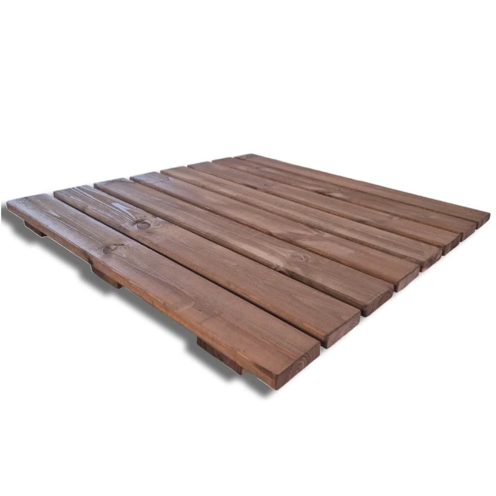 Plataforma de ducha antideslizante de madera 78 x 78 cm, 4,4 cm de grosor, marrón